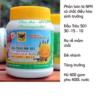 Hũ Lớn 400gr Phân Bón Đầu Trâu 501,Vọt Đọt Tạo Tán,Bổ Sung Ga3 Điều Hòa Sinh Trưởng