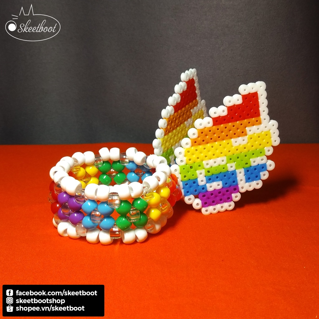 Kandi cuff cánh tiên cầu vồng - vòng tay kandi cánh thiên thần - phụ kiện raver edm festival Hà Nội