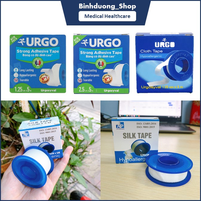 Băng keo lụa Silk Tape  An Phú / Cloth tape Urgo đủ size cố định băng gạc