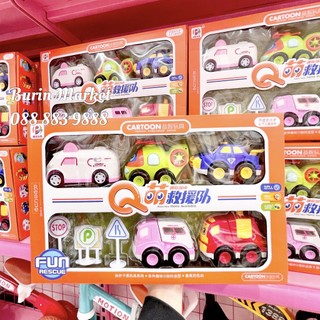 Bộ xe oto poli 5 chiếc có biển báo - xe ô tô đồ chơi cho bé - burin market