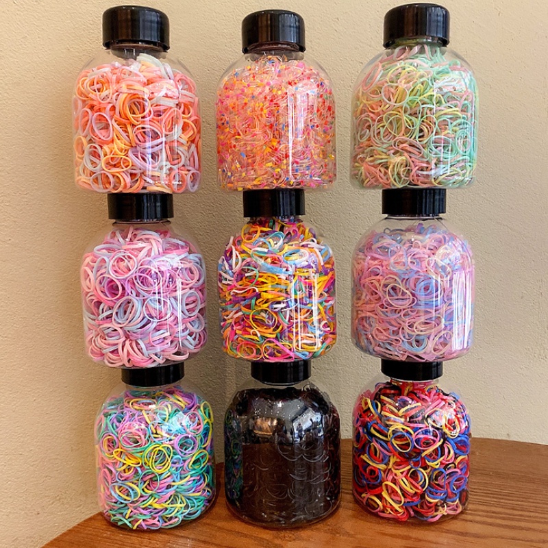 MVP2995 Hộp 1000 Dây Chun Cột Tóc Đơn Giản Nhiều Màu Sắc Dễ Thương Cho Bé Gái