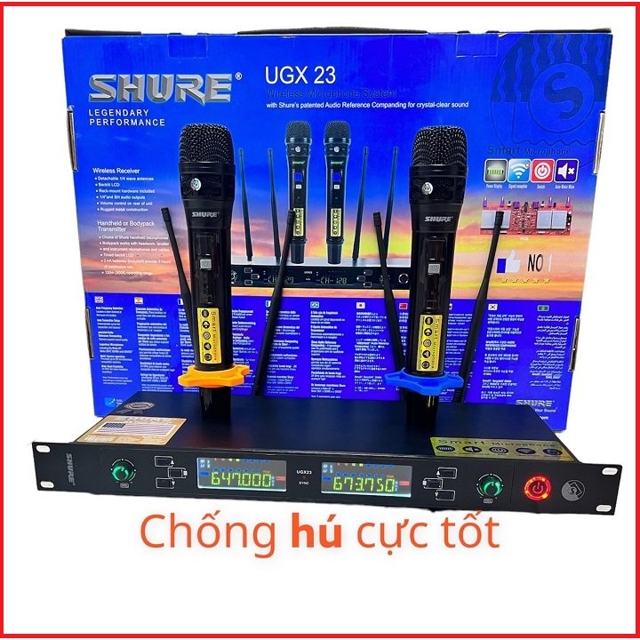 Micro không dây chuẩn Shure UGX 23 chuẩn loại 1,chống hú,tự ngắt,Bắt xa, Phù hợp cho Karaoke gia đình và sự kiện