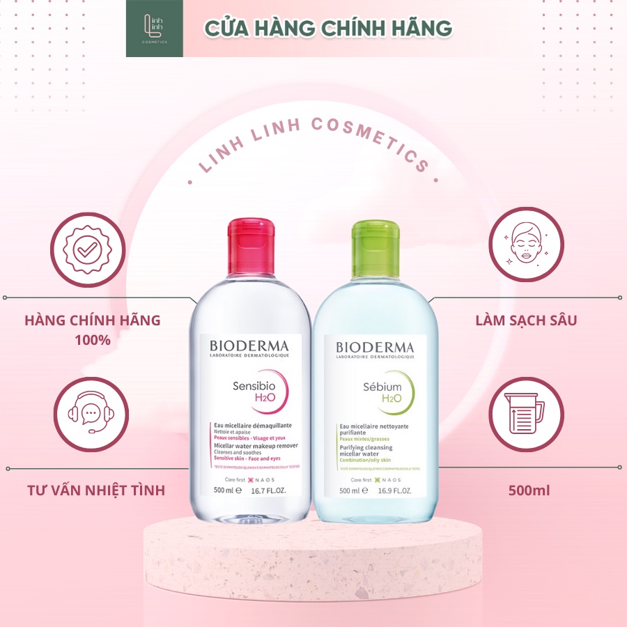 Nước Tẩy Trang Bioderma Dành Cho Da Dầu, Da Mụn, Da Nhạy Cảm -500ml/100ml