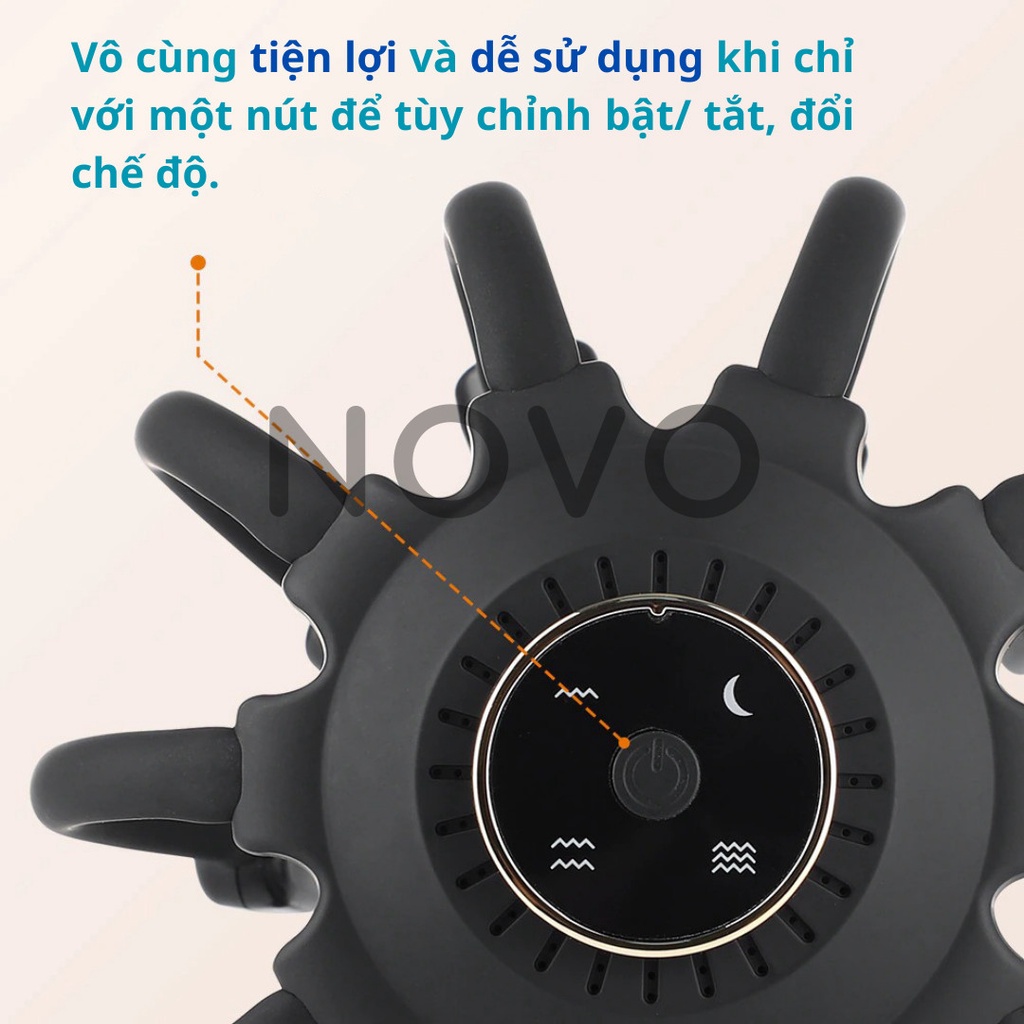 Máy Massage Đầu NOVO - Máy Mát Xa Đầu Có Nhạc Bluetooth Rung Giúp Thư Giãn & Giảm Stress Cải Thiện Giấc Ngủ