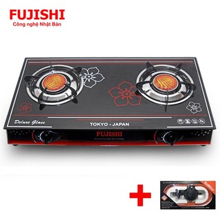 COMBO Bếp gas đôi hồng ngoại mặt kính FUJISHI FJ-H11-HN + Bộ dây van ngắt gas tự động NAMILUX