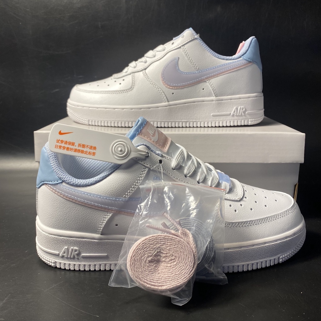 Giày _Nike Air Force 1 LV8 2 Màu Xanh Hồng Bản Cao Cấp , Giày Thể Thao Sneaker Nữ AF1 Trắng Vệt Xanh Hồng Full Phụ Kiện