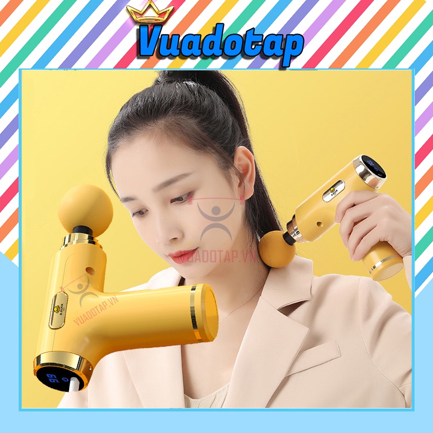 Máy Massage Cầm Tay Cao Cấp G-Duck 4 đầu 32 Cấp Độ Trị Đau Nhức Toàn Thân, Súng Đấm Lưng Đa Năng Mini