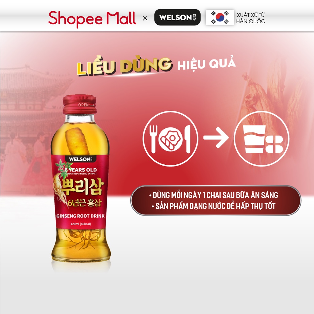 [H&B Gift] Hồng Sâm và Nhân Sâm Tươi Hàn Quốc Tăng Sức Đề Kháng Welson Ginseng Root Drink