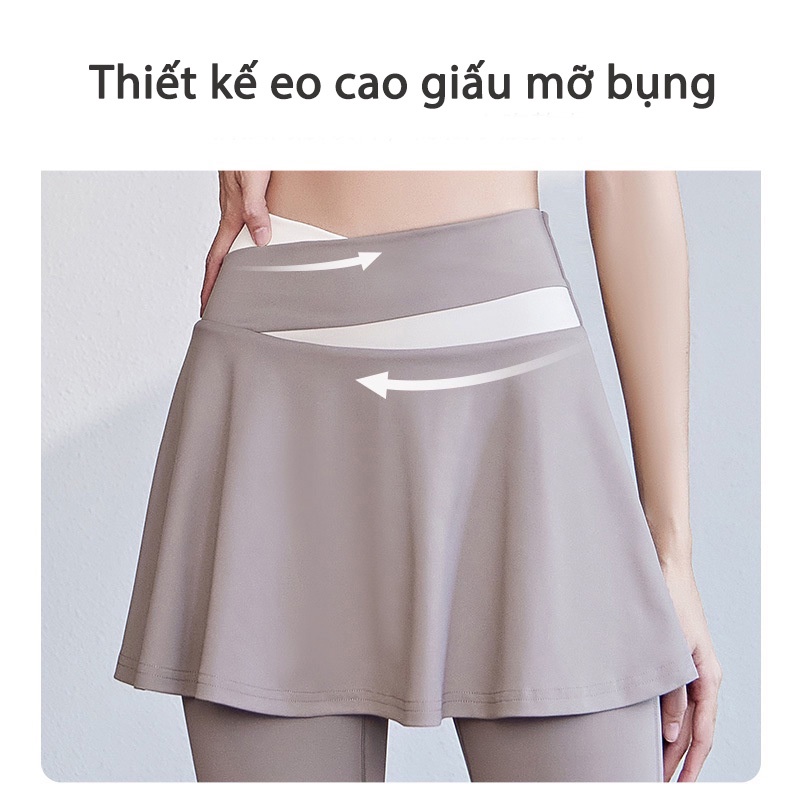 Váy Quần Legging Lưng Cao Co Giãn Nhanh Khô Thoáng Khí Màu Sắc Tương Phản Thời Trang Tập Yoga