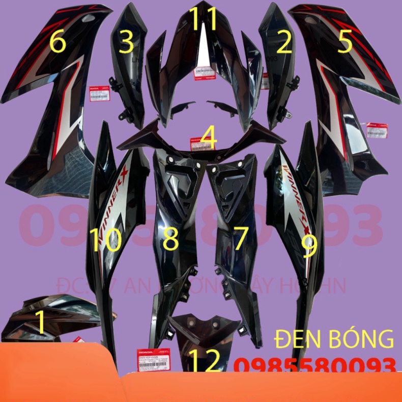 Dàn áo, Bộ nhựa, Vỏ xe Winner X Đen bóng 2021 chính hãng Honda