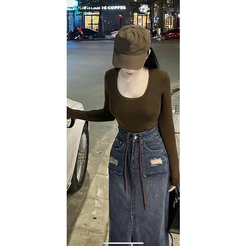 Chân váy jean chữ A ngắn hot hit sang chảnh đủ size SML huyên híp