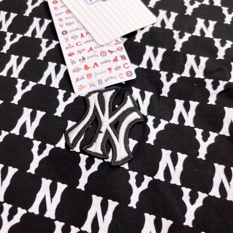 Áo Thun MLB in NY Monogram form rộng tay lỡ Unisex cotton 2C thời thượng đl 250gsm tee nam nữ