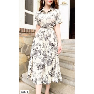 Váy so mi dáng dài hoạ tiết cây lá v3414 - dvc