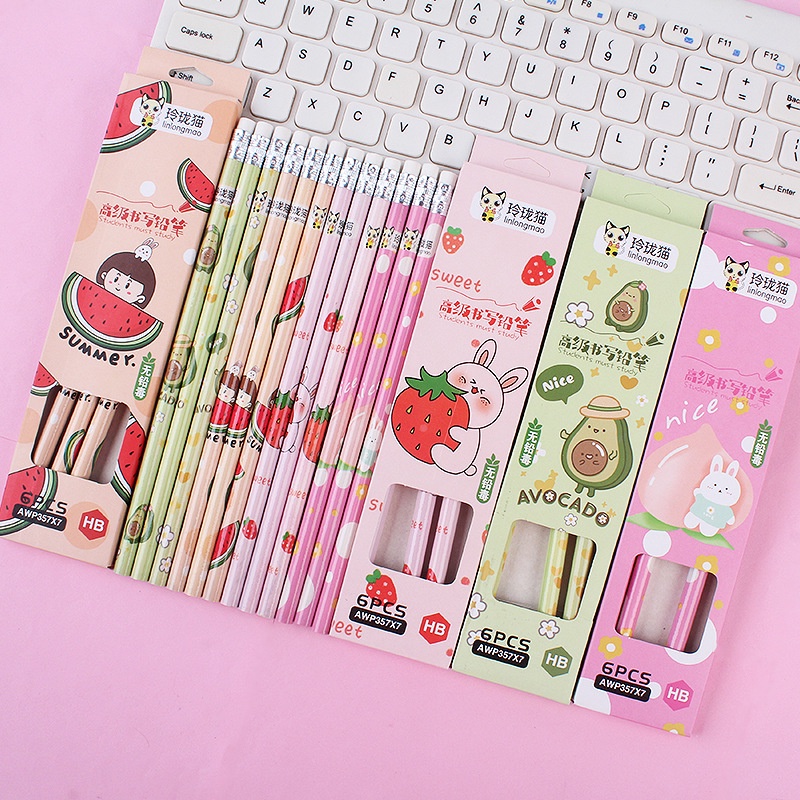 Hộp Bút Chì 2B HB 2B Kèm 10 Bút Chì Hoạt Hình Dành Cho Học Sinh