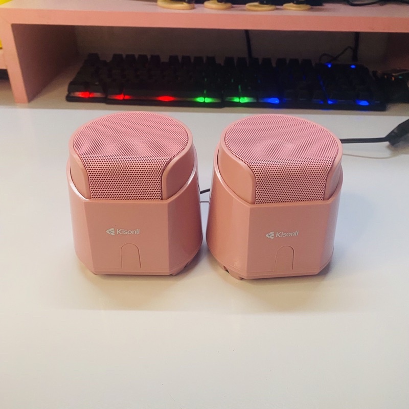 Loa nghe nhạc máy tính dể bàn mini màu hồng dễ thương  2.0 KISONLI K500 loa vi tính  Gaming có dây