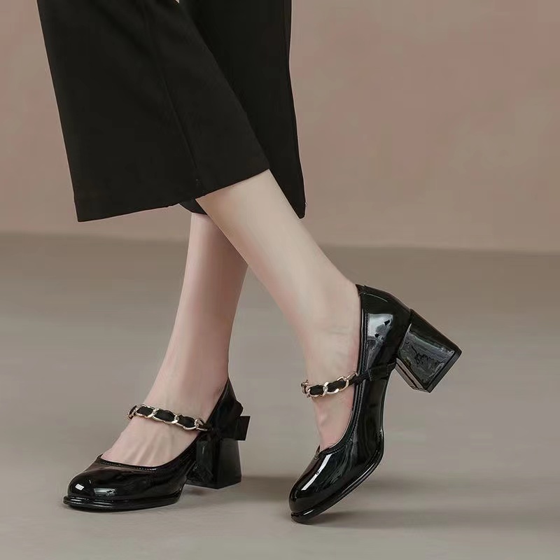 Giày nữ lolita giày cao gót của mary jane giày da đế dày