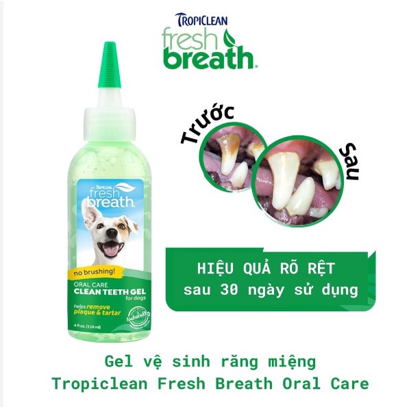 Gel Làm Sạch Vệ SInh Răng Miệng TROPICLEAN Cho Chó Mèo