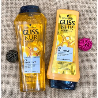 Bộ gội xả gliss kur oil nutrive giàu dưỡng phục hồi tóc hư tổn & giảm tóc gãy rụng