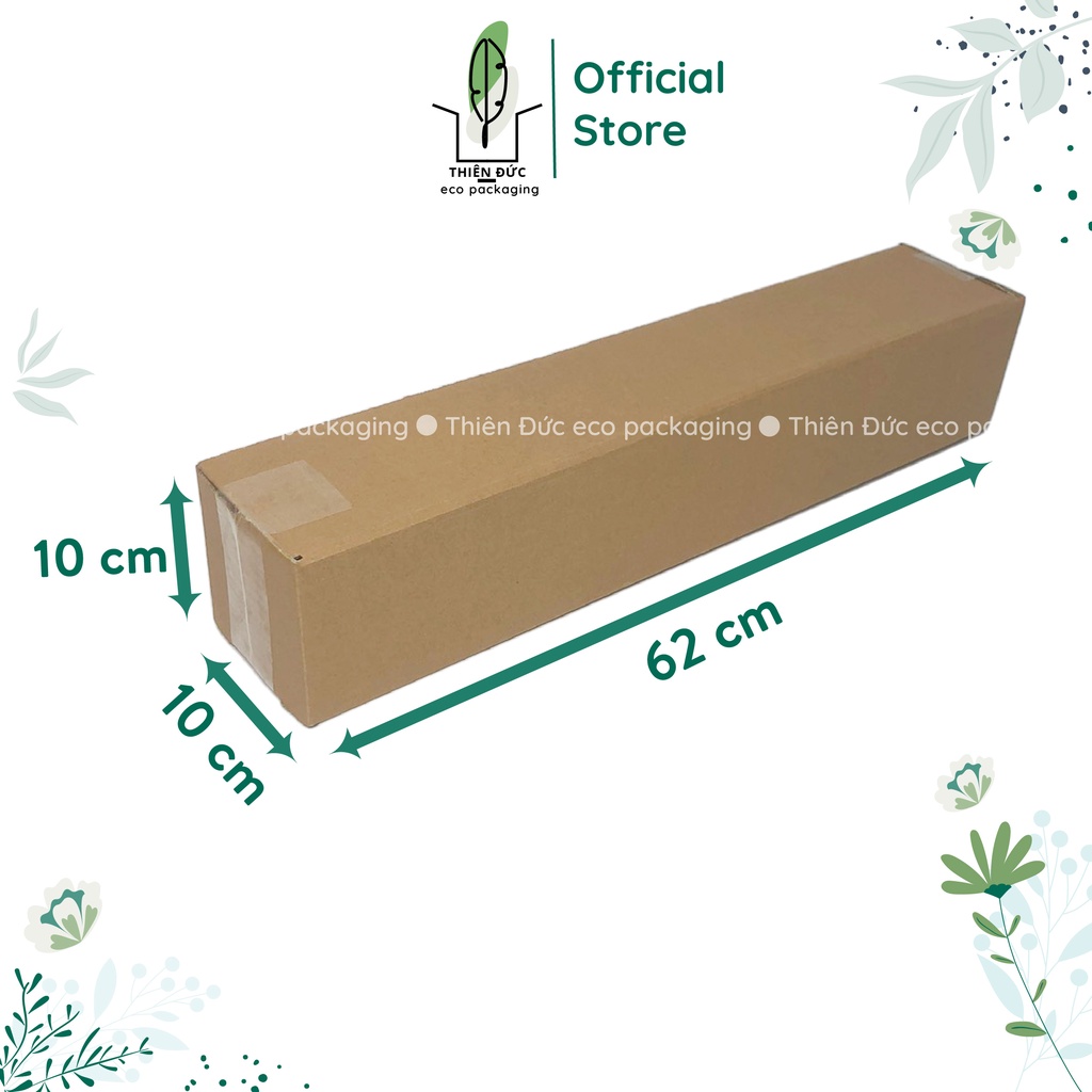 Combo 40 hộp giấy carton 60x10x10 cm dáng dài. Thùng ship cod đựng ván gỗ, hoa khô... 62x10x10 cm