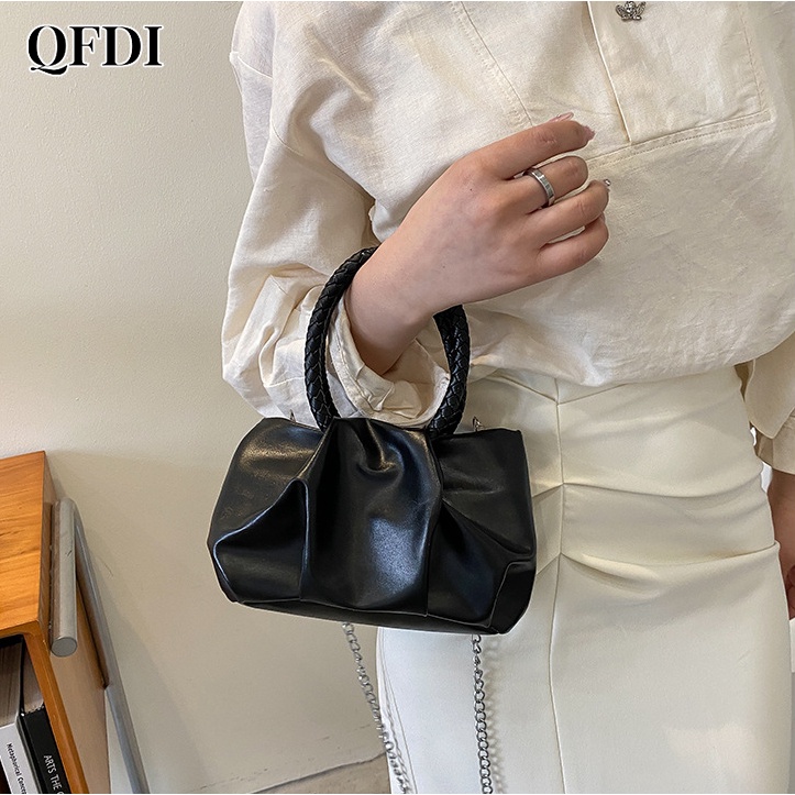 QFDI Túi Xách Đeo Chéo Hình Vuông Nhỏ Màu Kẹo Ngọt Phối Dây Xích Thời Trang Xu Hướng Mới Cho Nữ
