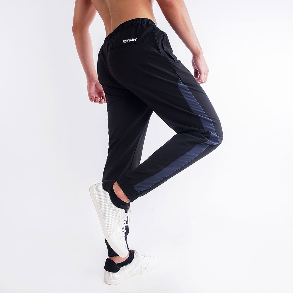 Quần jogger nam thể thao MJG01 Umebay, phối sọc vải gió chống nước co giãn, chun gấu bó, cạp chun có dây rút