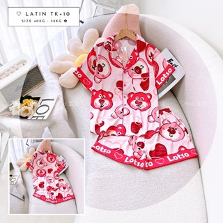 Bộ lụa latin nhiều gấu dâu có túi áo