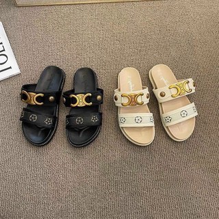 Dép nữ logo tag đồng 2 quai qccc fullbox .Thuytienshoes
