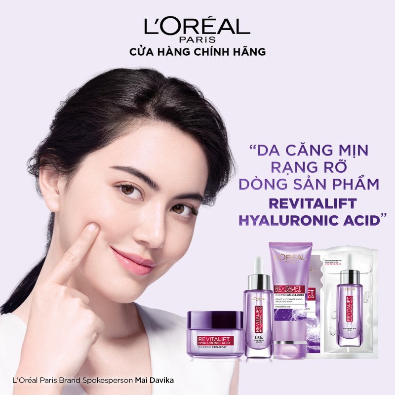 [L'OREAL PARIS] Sữa Rửa Mặt Cấp Ẩm Và Chống Lão Hoá Chuyên Sâu Revitalift Hyaluronic Acid Hydrating Gel Cleanser 100ml