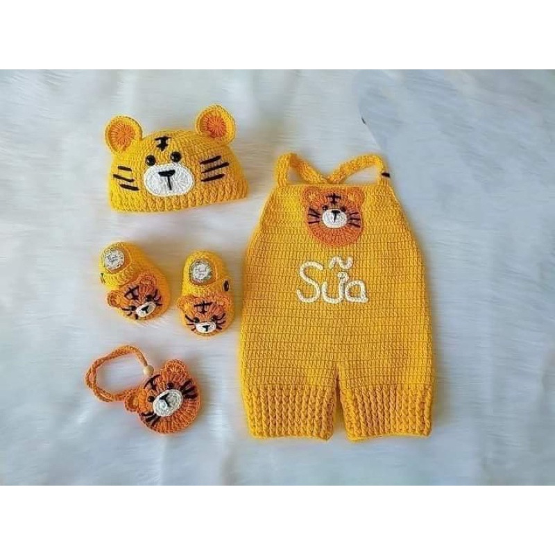 YẾM MÓC LEN CHO BÉ HANDMADE  không kèm nón, túi, giày