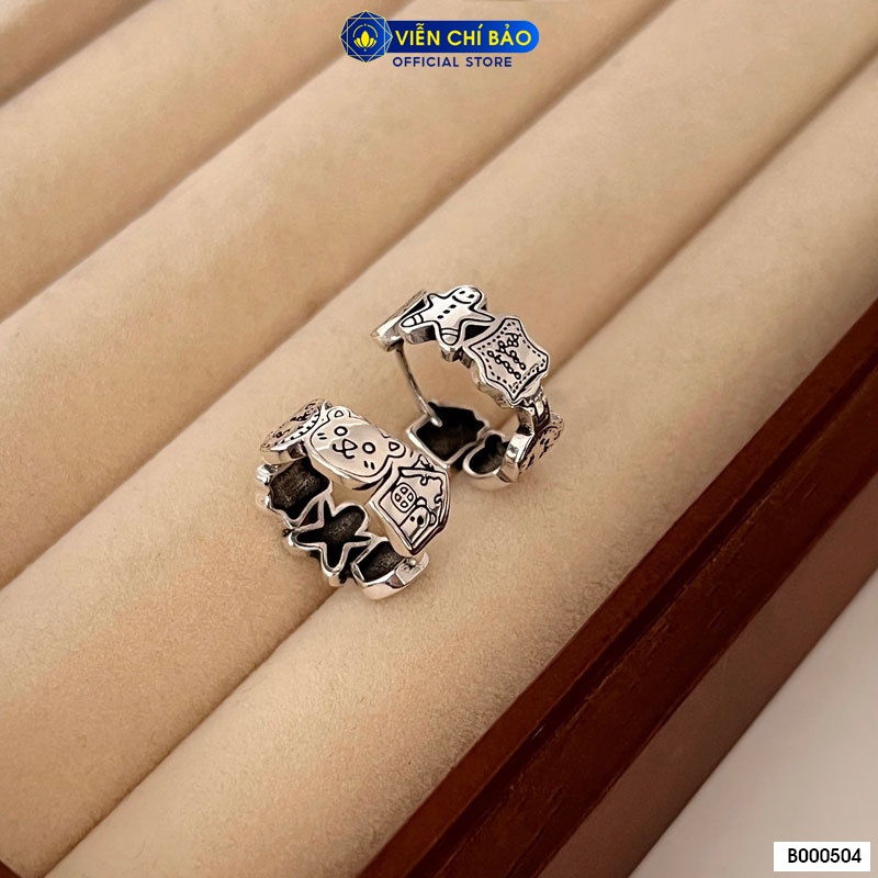 Bông tai bạc nữ thỏ gấu chất liệu bạc Thái 925 thời trang phụ kiện trang sức Viễn Chí Bảo B000504