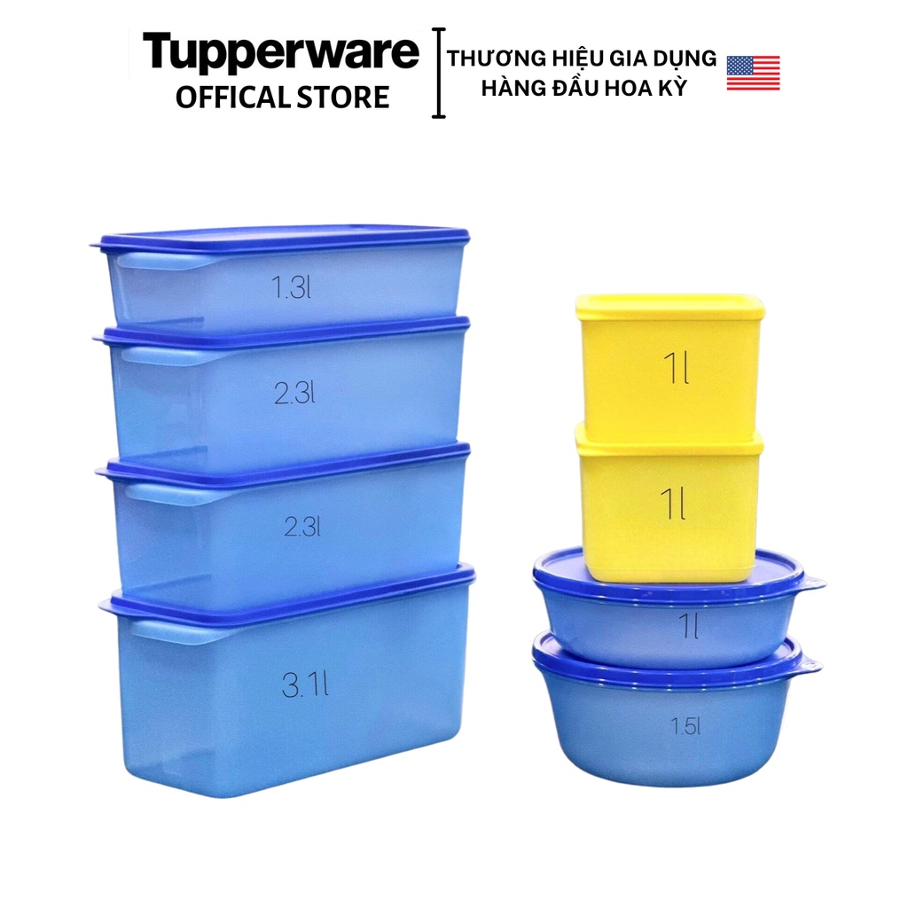 Bộ hộp trữ mát Tupperware Modern Set 6/Set 8 hộp - Bảo hành trọn đời - Nhựa nguyên sinh PP số 5 an toàn sức khoẻ