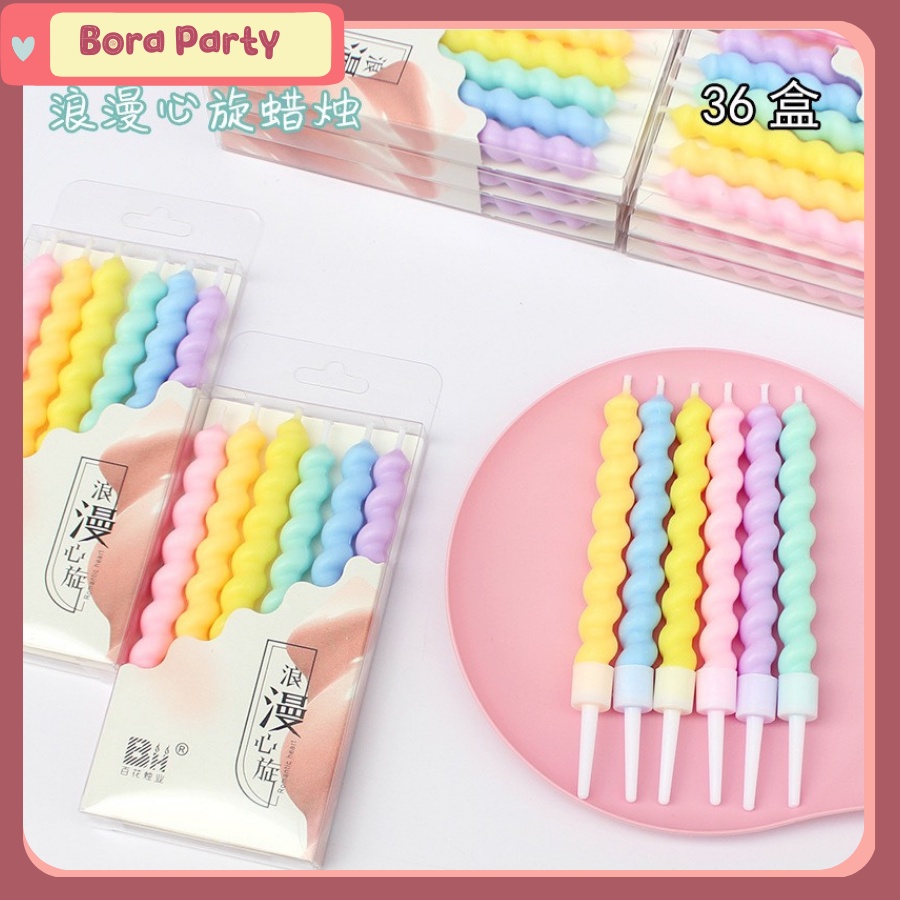 Bộ Nến Xoắn Pastel Xinh Xắn Trang Trí Bánh Kem Sinh Nhật - Bora Party