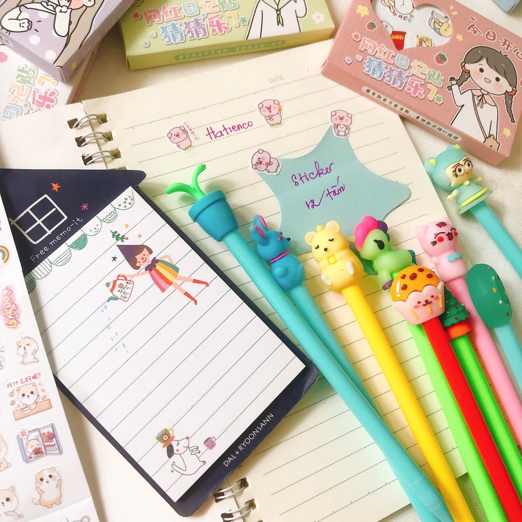 Hộp 12 tấm sticker cute, hình dán dễ thương