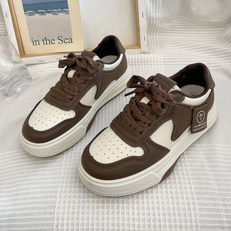 Giày thể thao nữ AZARA - giày ullzzang màu nâu - đen, phù hợp với học sinh - sinh viên-  M7128