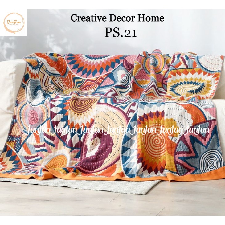 H14_Phủ Khăn Thảm Chăn Sofa Chất liệu Vải Xô Sợi Organic - Dòng cao cấp