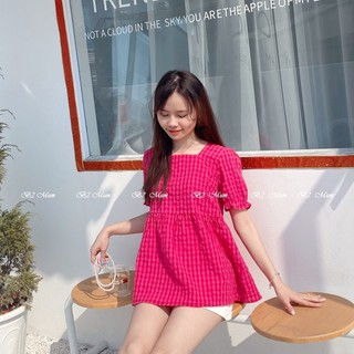 Áo bầu kẻ  buộc dây nơ lưng