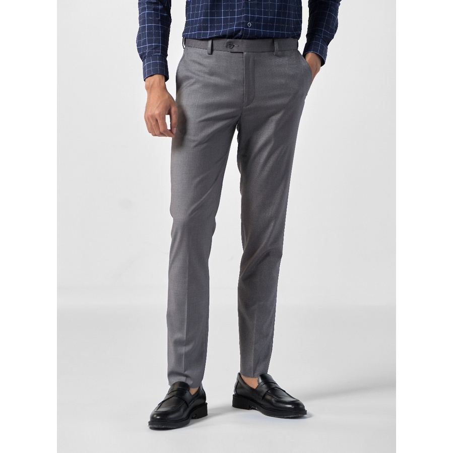 Quần âu owen màu ghi dobby chìm slim fit tăng đơ 2 cạp QST231268
