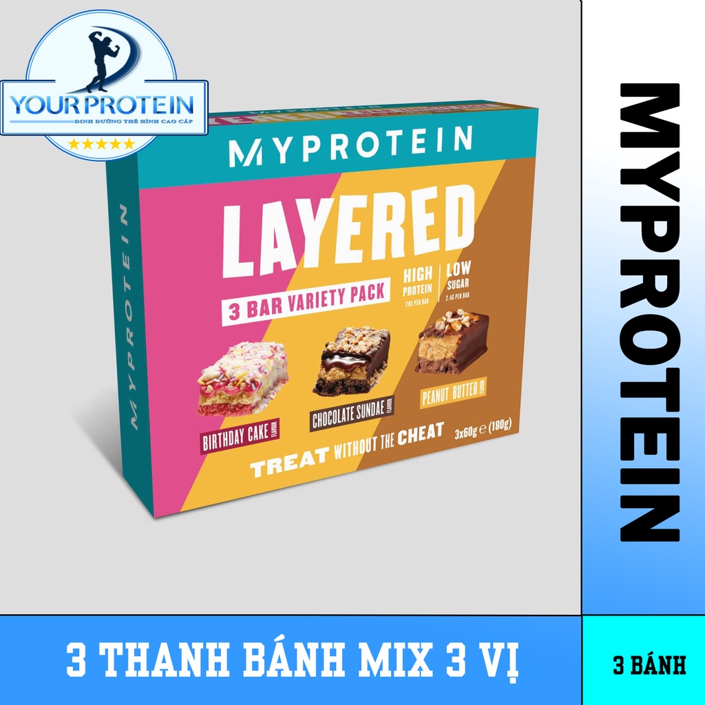 Myprotein Layered Bar - Bánh Protein Nhiều Lớp Hương Vị ( 1 hộp 3 bánh mix 3 vị )
