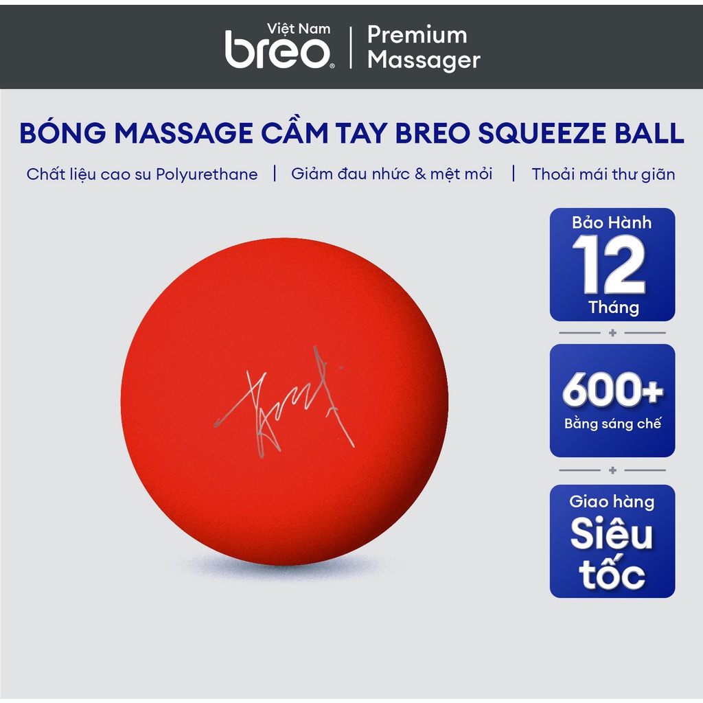 Bóng Massage cầm tay mềm cao su Polyurethane BREO Squeeze Ball | Màu đỏ | Giảm đau nhức và Mệt mỏi | Thoải mái thư giãn