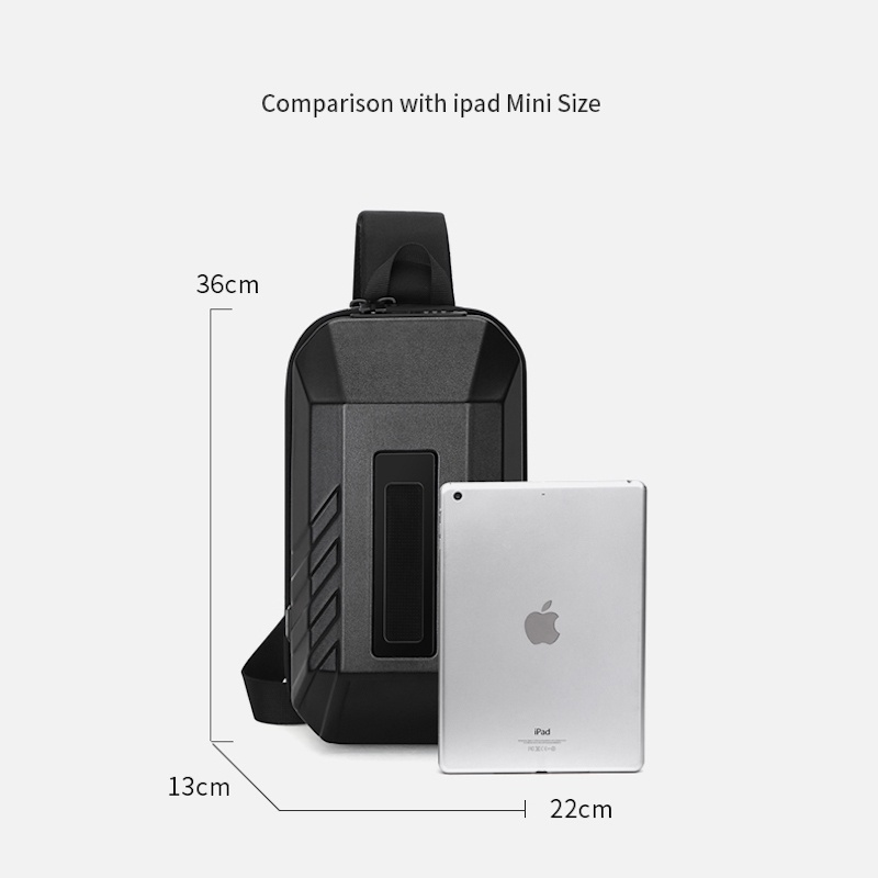 Balo đèn Led túi đeo chéo nam OZUKO 9499S dáng túi hộp chất liệu nhựa cao cấp phong cách cá tính