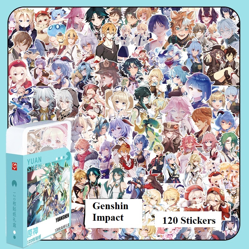 Genshin Impact | Hộp nhựa 120 miếng hình dán Sticker