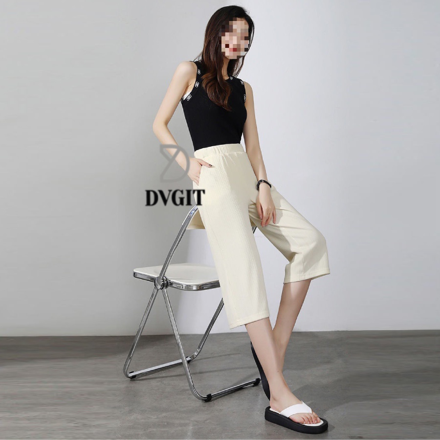 Quần Ống Rộng Nữ DVGIT Dáng Lửng Chất Liệu Thun Tăm Màu Be Mát Mịn Phù Hợp Đi Chơi Dạo Phồ Thời Trang Hàn Quốc | BigBuy360 - bigbuy360.vn
