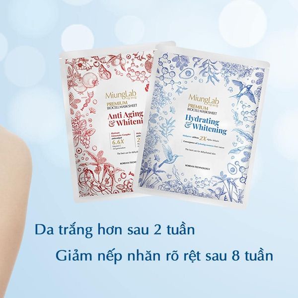 (Mua 1 hộp 8 miếng tặng 2 miếng) Hộp 8 miếng Mặt nạ cấp ẩm và dưỡng trắng da LÁNYBEAU - Miung Lab