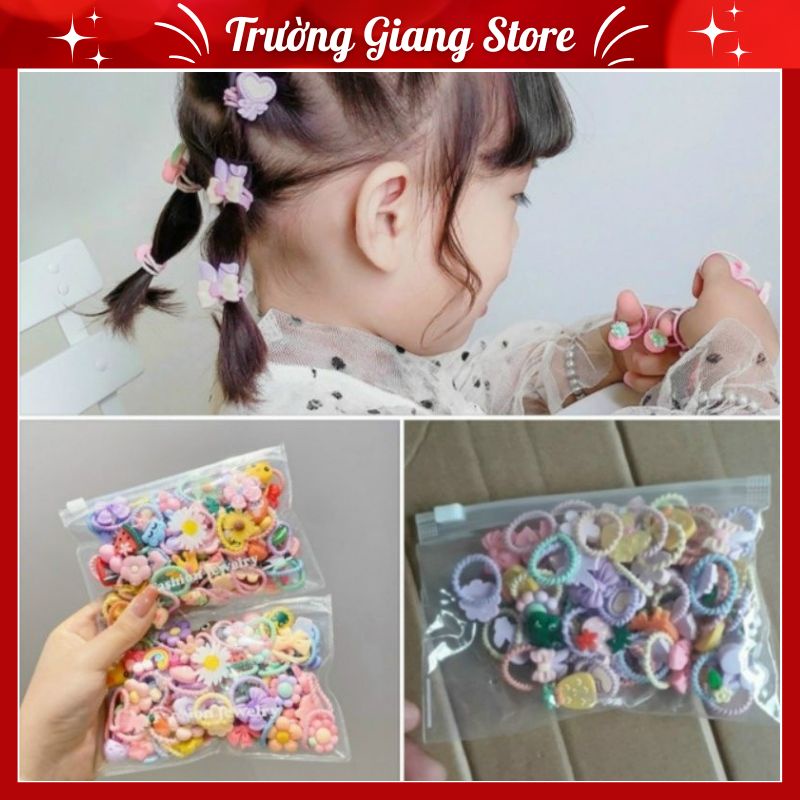 Túi 50 Dây Buộc Tóc Cho Bé Siêu Xinh Túi Zíp