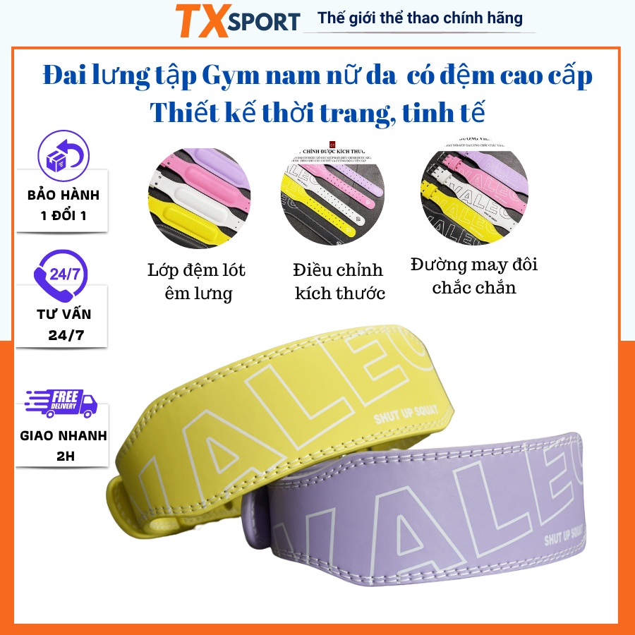 Đai Lưng Tập Gym Cứng Valeo Da Bò In 3D Có Đệm Hỗ Trợ Squat Hàng Cao Cấp