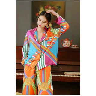 Bộ Pyjama Lụa Tay Dài Mặc Nhà / Printed Long PJ