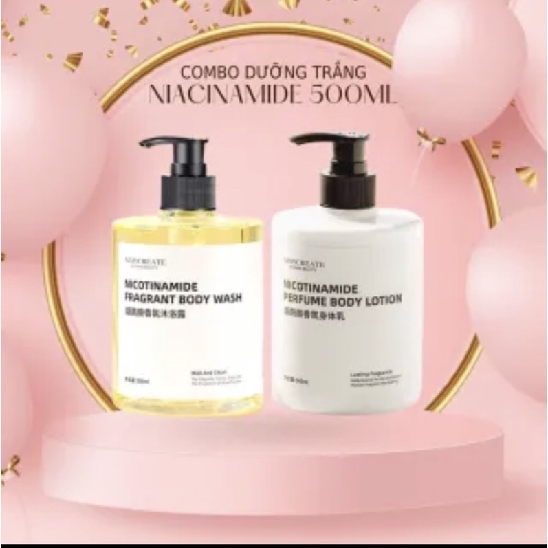 Combo sữa dưỡng thể, sữa tắm dưỡng trắng Niacinamide 500ml | BigBuy360 - bigbuy360.vn