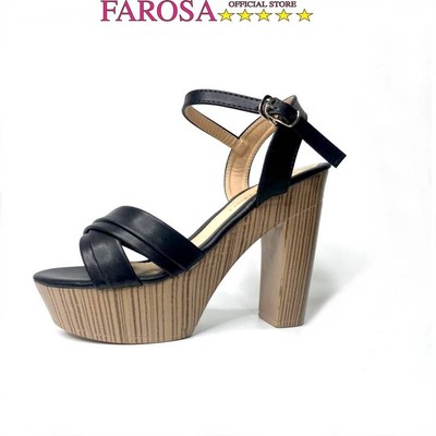 Dép sandal cao gót 12cm FAROSA - K60 đế đúp trước gót trụ vân gỗ sang chảnh