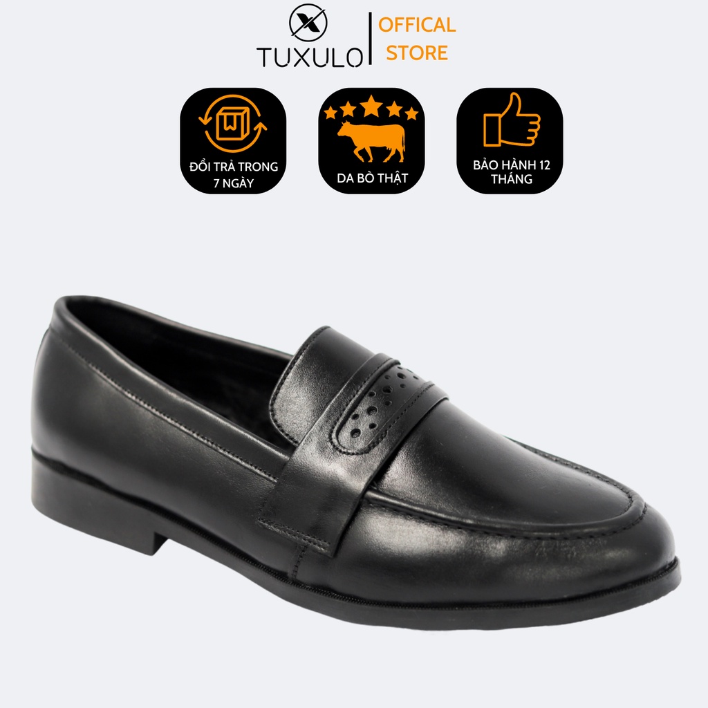 Giày tây nam dáng lười TUXULO da bò nguyên tấm thiết kế phong cách hàn quốc đế cao su đúc tăng chiều cao TX45