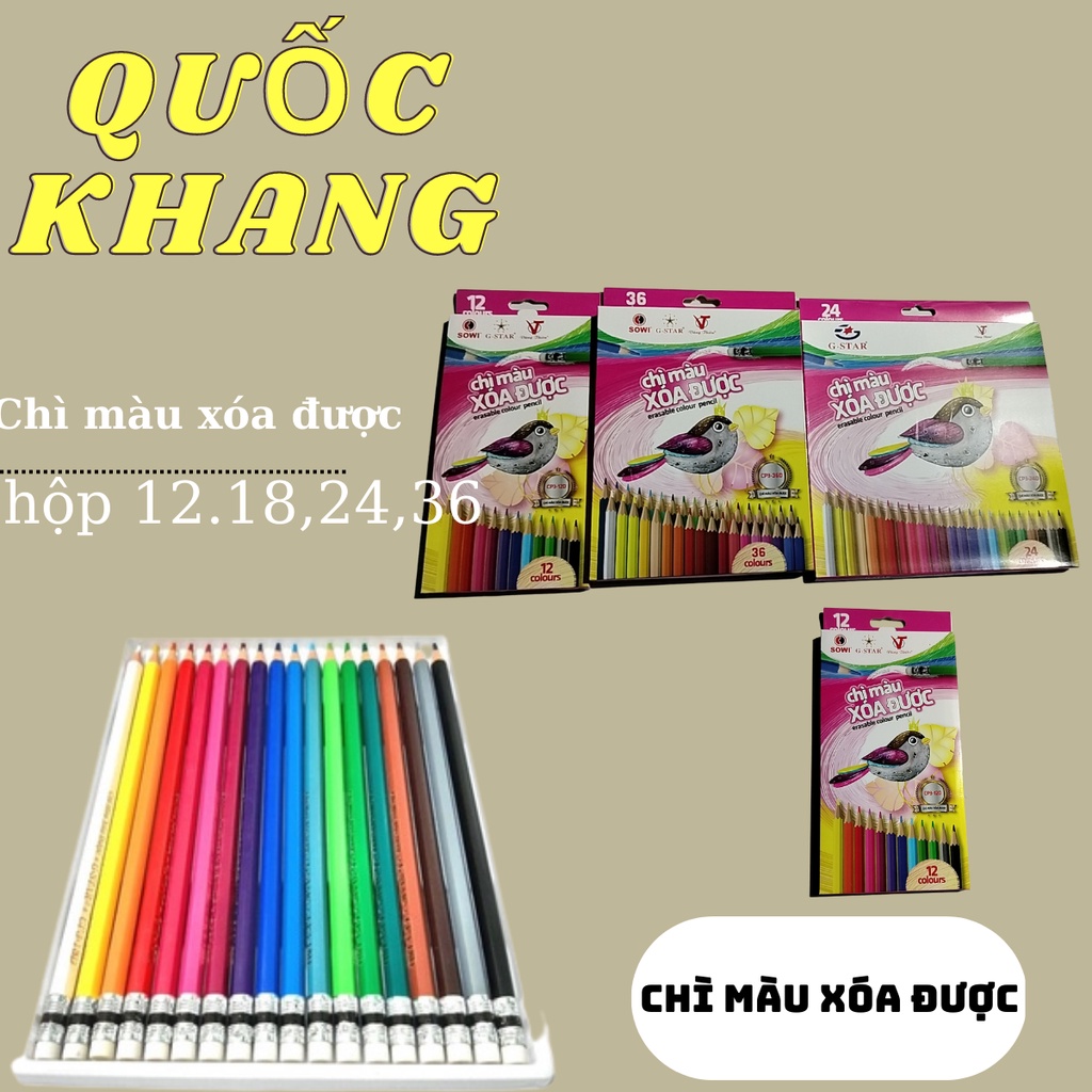 Bút Chì Màu Xóa Được 12 màu.24 màu,36 màu